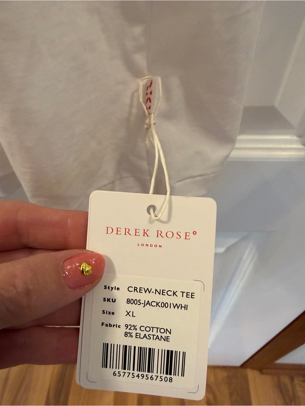 Derek Rose London NEW W/Tags Mens XL White Crew-Neck Tee - Picture 3 of 9
